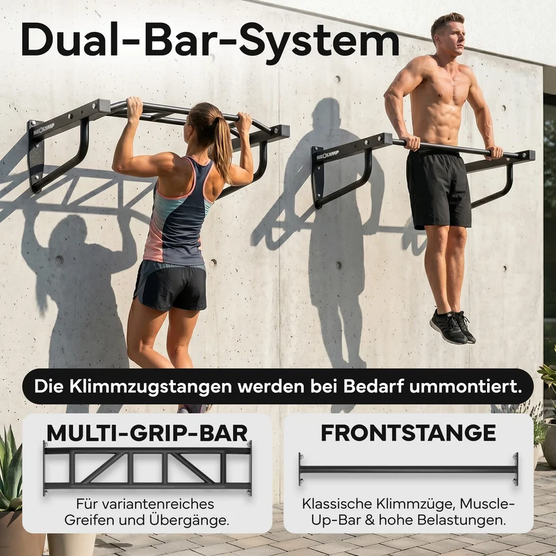 Klimmzugstange Wandmontage - 2-in-1 Klimmzugstation | B-Ware