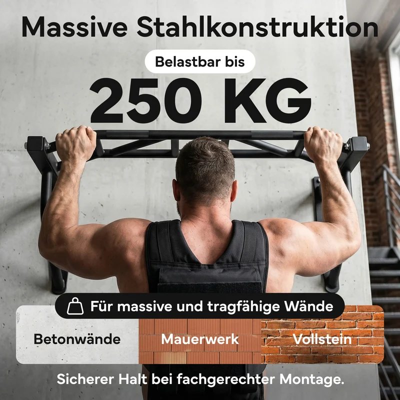 Klimmzugstange Wandmontage - 2-in-1 Klimmzugstation | B-Ware