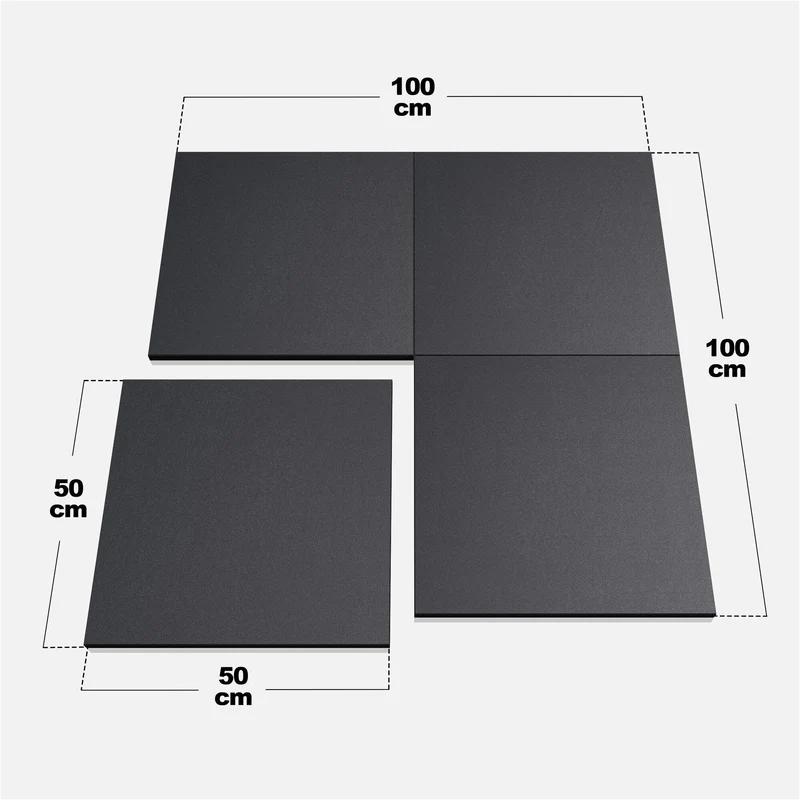 Bodenschutzmatte aus Gummi 50x50/100x100 cm mit 2 cm Dicke
