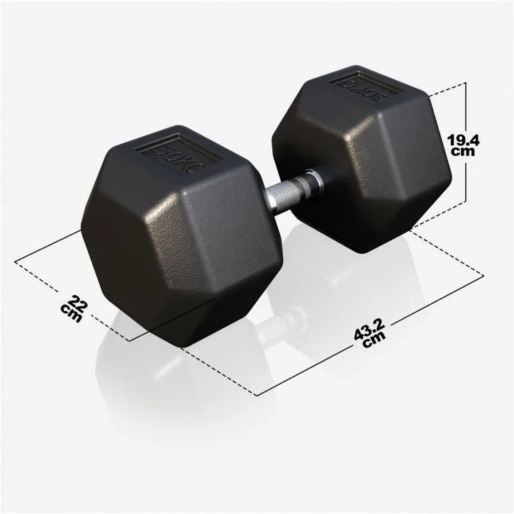 Kurzhantel Hexagon Gummi 2 - 50 kg