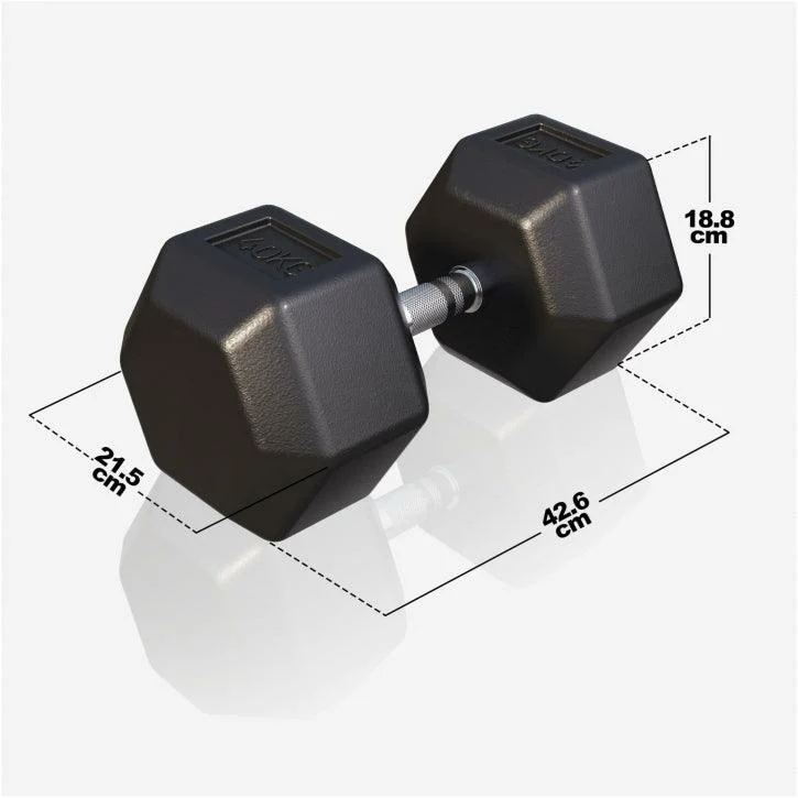 Kurzhantel Hexagon Gummi 2 - 50 kg