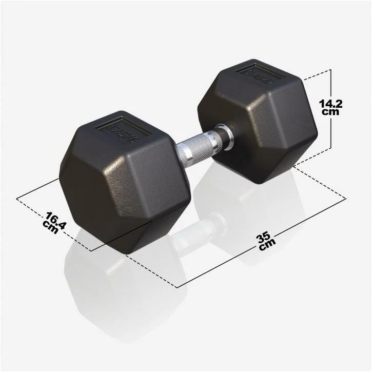 Kurzhantel Hexagon Gummi 2 - 50 kg