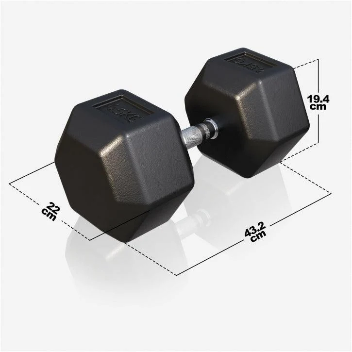 Kurzhantel Hexagon Gummi 2 - 50 kg