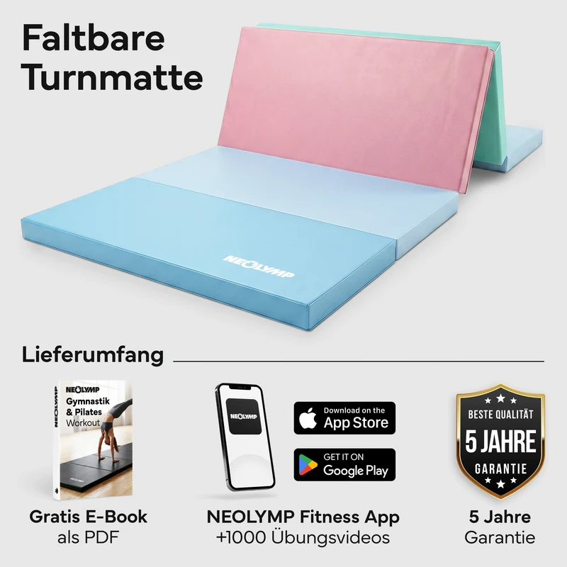 Turnmatte - faltbar mit Tragefunktion – Bunt / M (190x80x5 cm) | B-Ware