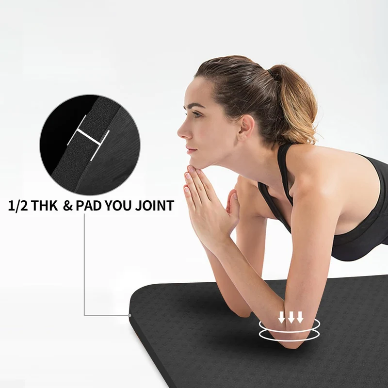 Large Yoga Mat 6' x 4' x 1/2" TPE Non-Slip Cushioned Exercise Mat For Yoga Pilates