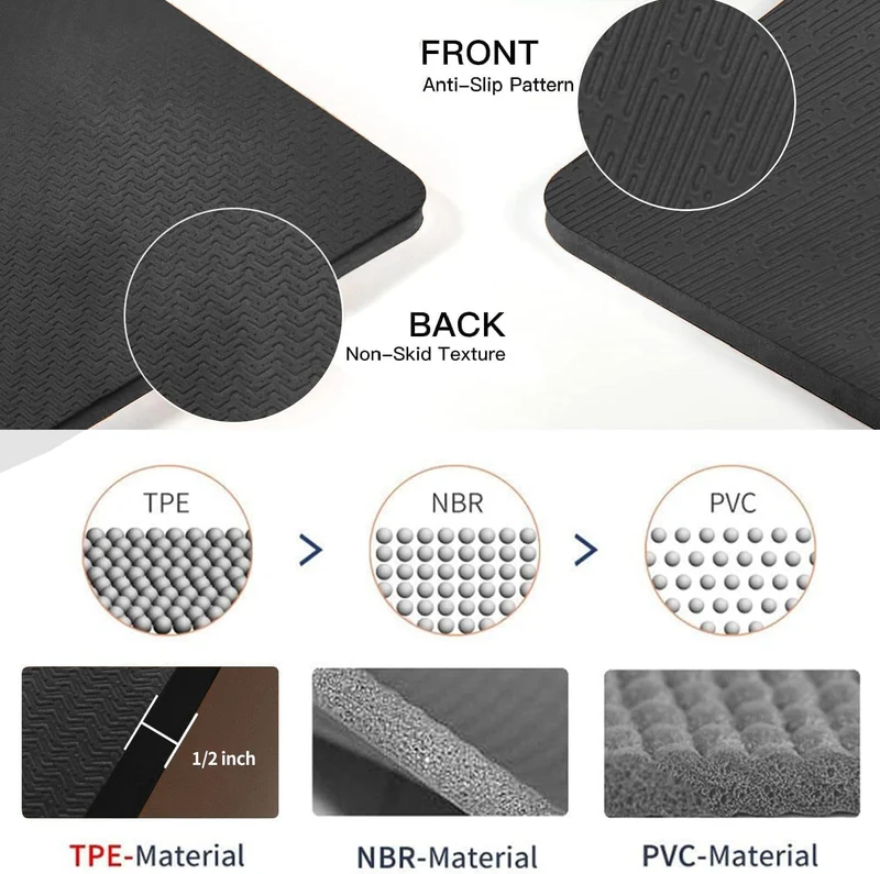 Large Yoga Mat 6' x 4' x 1/2" TPE Non-Slip Cushioned Exercise Mat For Yoga Pilates