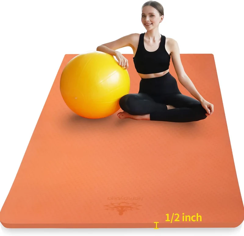 Large Yoga Mat 6' x 4' x 1/2" TPE Non-Slip Cushioned Exercise Mat For Yoga Pilates