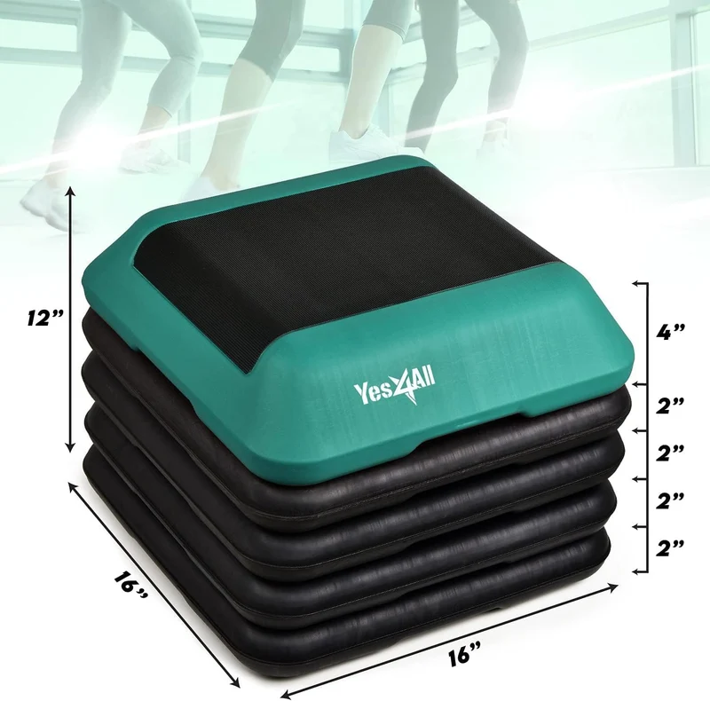 Adjustable Step Platform With Stackable Risers, Anti-Slip Aerobic Deck, 4-12 Inch Height