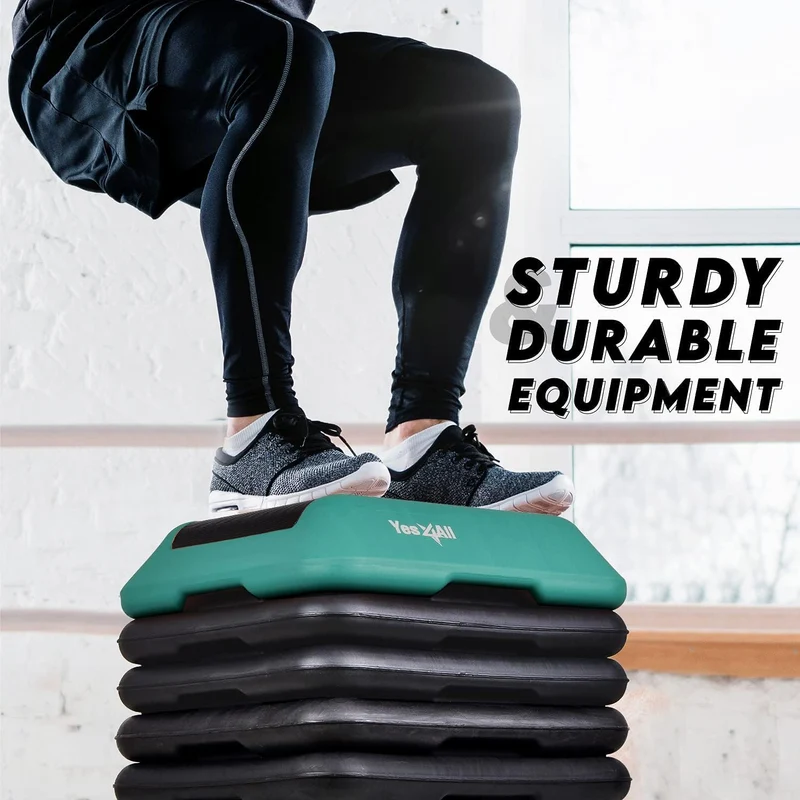 Adjustable Step Platform With Stackable Risers, Anti-Slip Aerobic Deck, 4-12 Inch Height