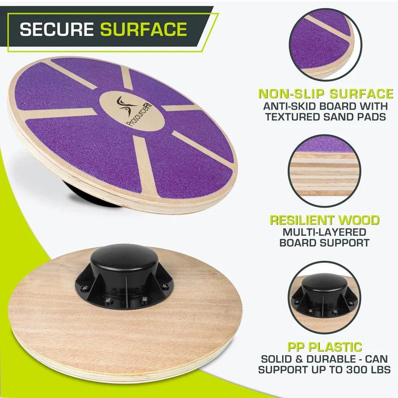 Wooden Balance Board, 15.7-Inch Wobble Trainer With Non-Skid Surface, 300-Lb Capacity