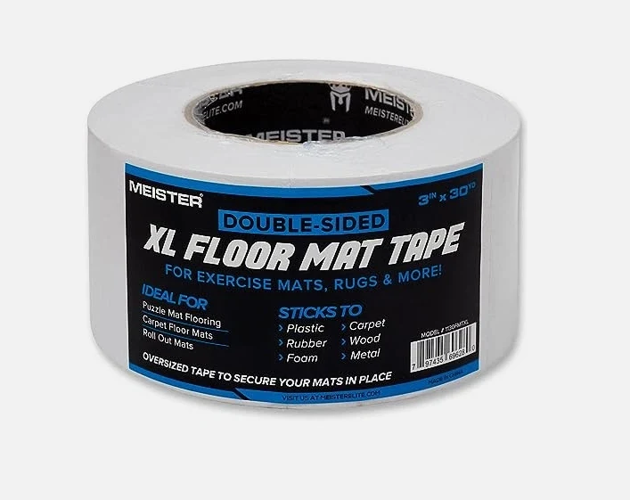 Double Sided Floor Tape - XL Mat & Rug Adhesive for Gym Floors, Carpets & Rugs