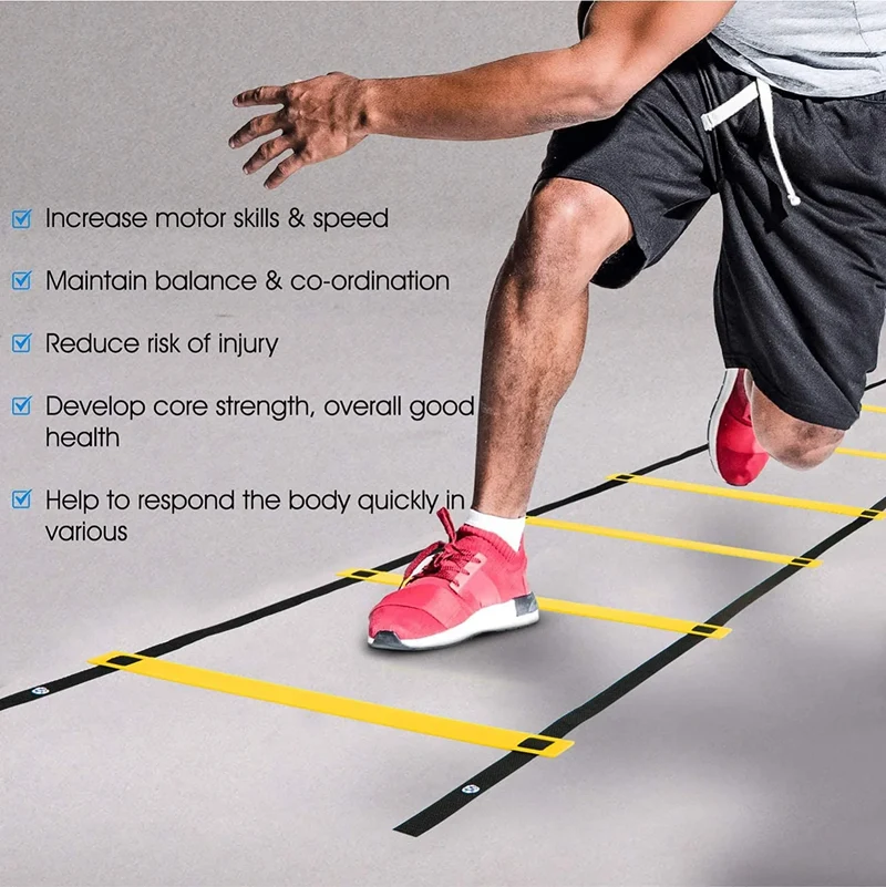 Agility Ladder Training Speed Ladder, 8 Rungs, 11-Foot, Adjustable Straps & Carrying Bag