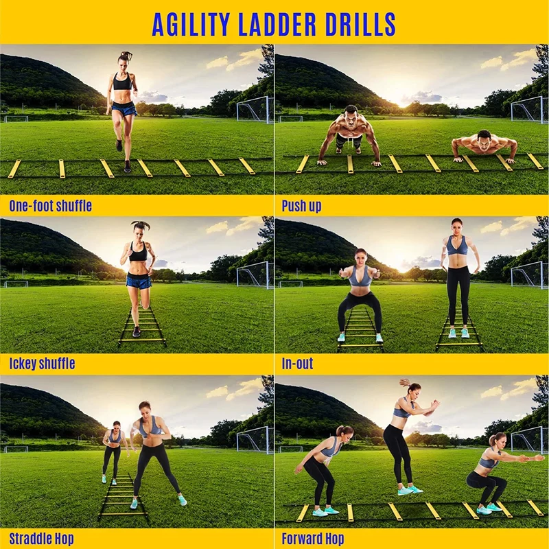 Agility Ladder Training Speed Ladder, 8 Rungs, 11-Foot, Adjustable Straps & Carrying Bag