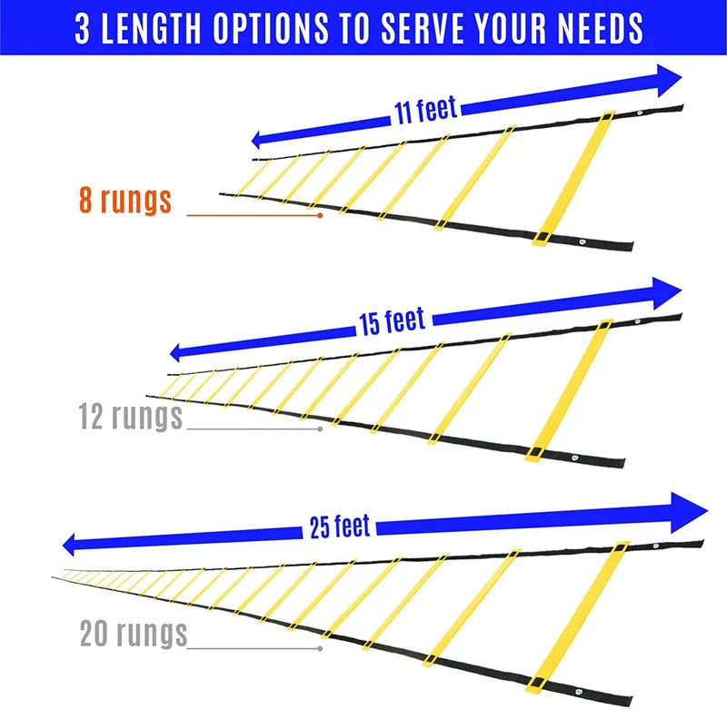 Agility Ladder Training Speed Ladder, 8 Rungs, 11-Foot, Adjustable Straps & Carrying Bag