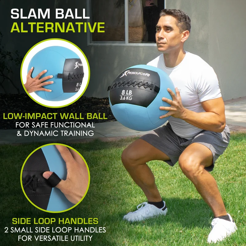 Weighted Wall Ball 6-25 LB, 14-Inch Soft Medicine Ball, Non-Bouncing PU Shell