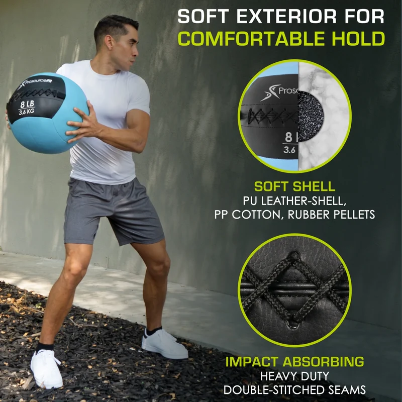 Weighted Wall Ball 6-25 LB, 14-Inch Soft Medicine Ball, Non-Bouncing PU Shell