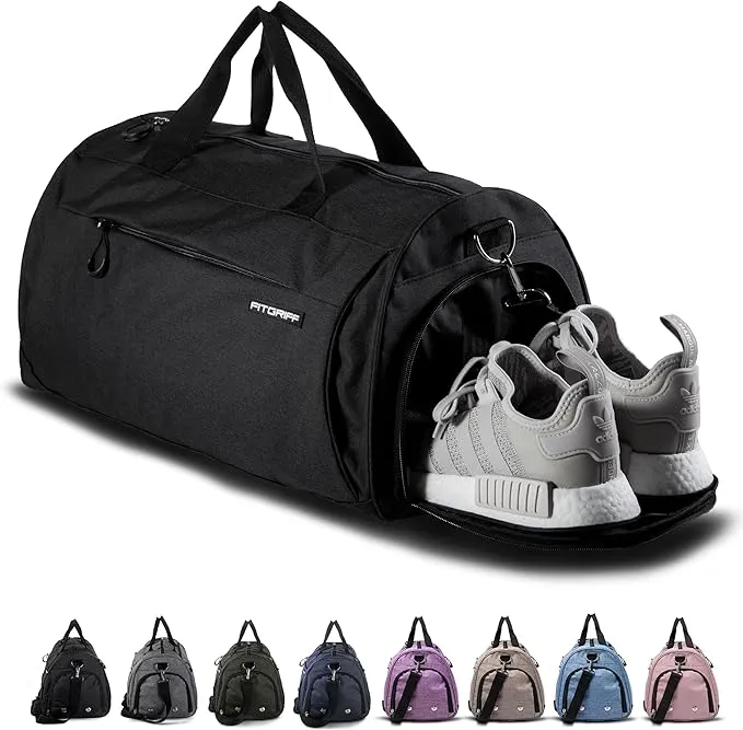 Gym Duffel Bag With Shoe Compartment, Wet Pocket, Waterproof Base & 6 Separate Pockets
