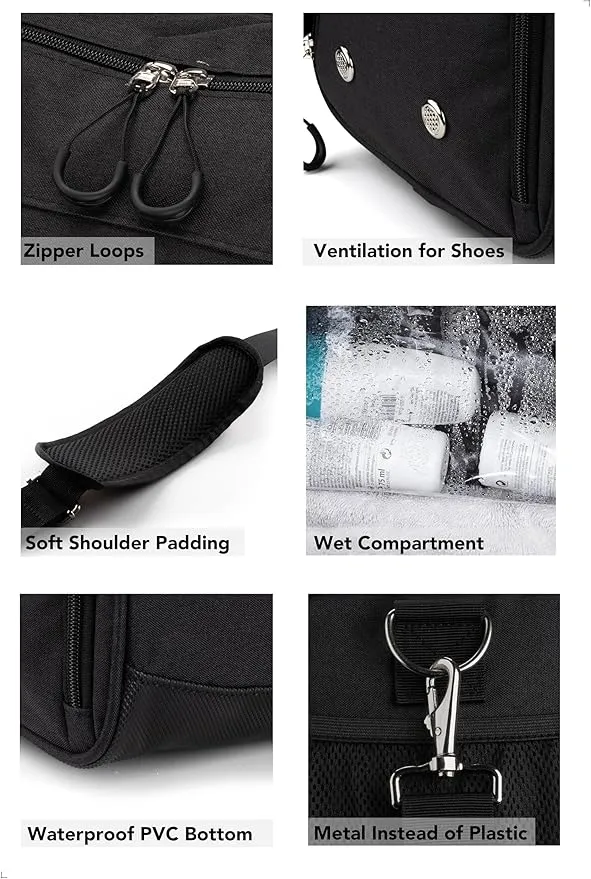 Gym Duffel Bag With Shoe Compartment, Wet Pocket, Waterproof Base & 6 Separate Pockets