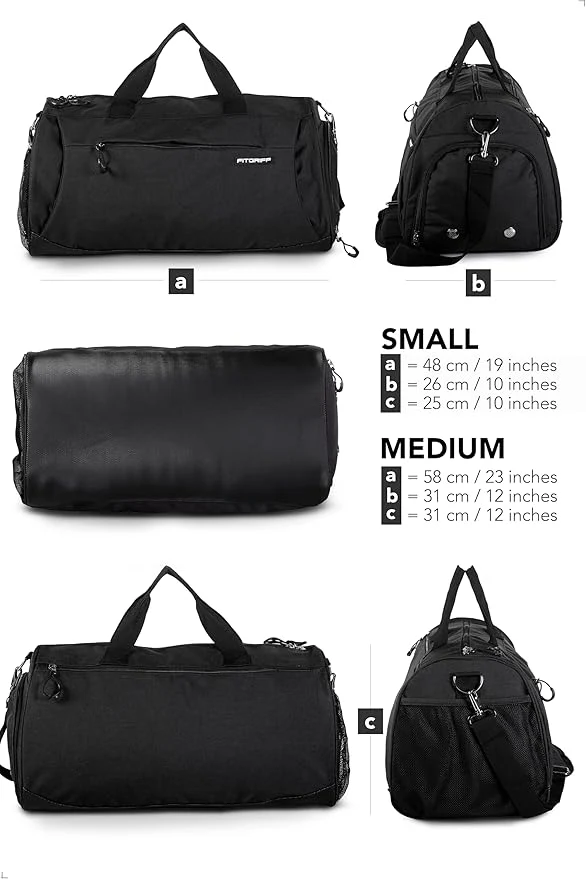 Gym Duffel Bag With Shoe Compartment, Wet Pocket, Waterproof Base & 6 Separate Pockets