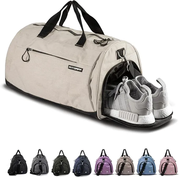 Gym Duffel Bag With Shoe Compartment, Wet Pocket, Waterproof Base & 6 Separate Pockets