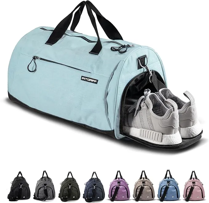 Gym Duffel Bag With Shoe Compartment, Wet Pocket, Waterproof Base & 6 Separate Pockets