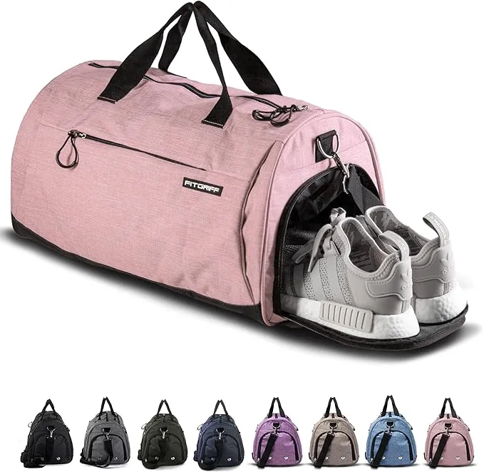 Gym Duffel Bag With Shoe Compartment, Wet Pocket, Waterproof Base & 6 Separate Pockets