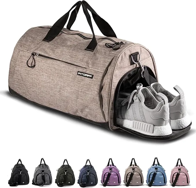 Gym Duffel Bag With Shoe Compartment, Wet Pocket, Waterproof Base & 6 Separate Pockets
