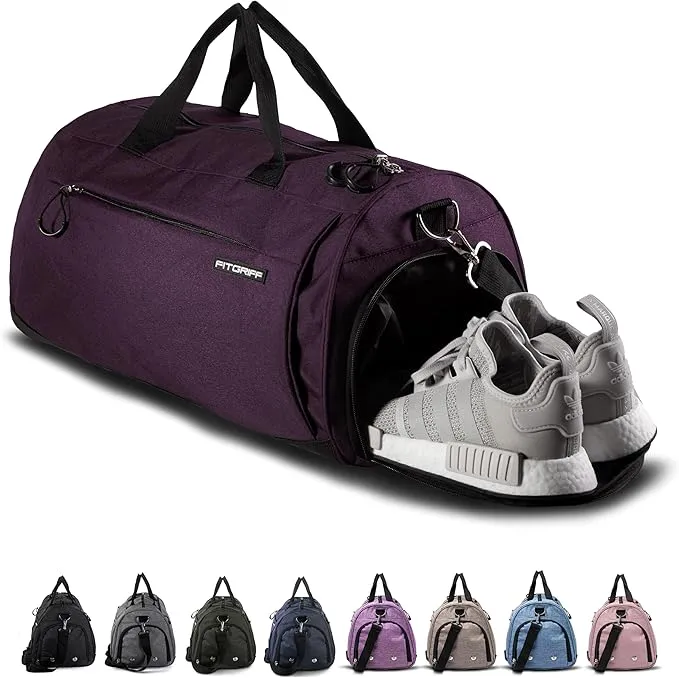 Gym Duffel Bag With Shoe Compartment, Wet Pocket, Waterproof Base & 6 Separate Pockets
