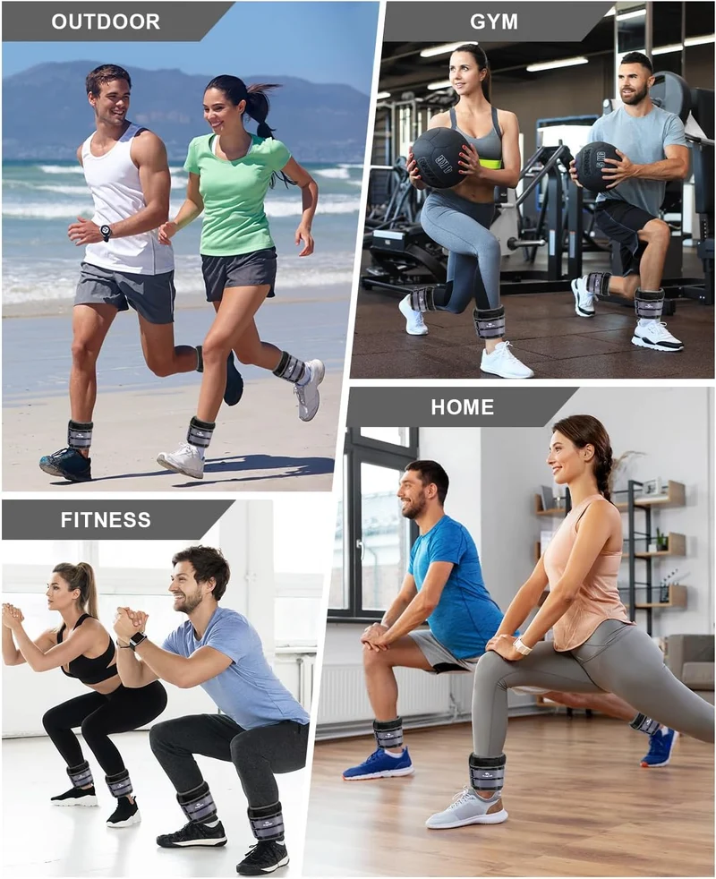 Adjustable Ankle Weights With Removable Sandbags, 2-20 Lbs Per Pair, Cotton Wrist Weights