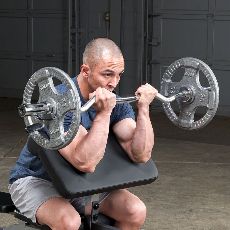 Body-Solid Gray Cast Iron Olympic Weight Set With Quad-Grip Plates, 7' Bar & Collars