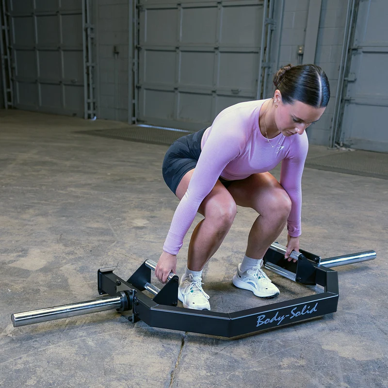 Body-Solid OTB100 Olympic Open Trap Bar With Dual Handles, Bar Jack & 1,000 Lb Capacity
