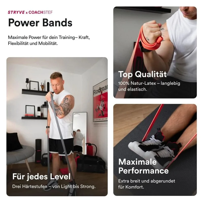 Fitnessbänder Set – STRYVE x Coach Stef Power Bands für Fitness & Home Workout