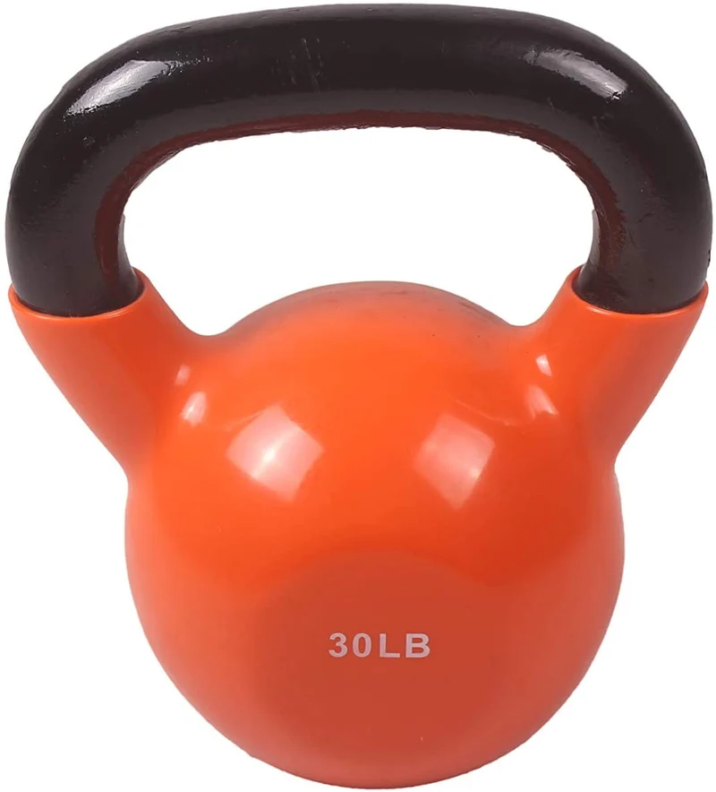 POWERT Vinyl Coated Cast Iron Kettlebell Weight 5/10/15/20/25/30/35/40/45/50 lbs-Single