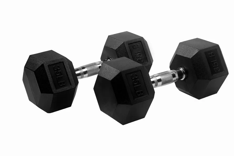 POWERT Hex Dumbbell Rubber Coated Cast Iron Weight Lift Training-10/15/20/25/30/35/40/45/50 lbs Available