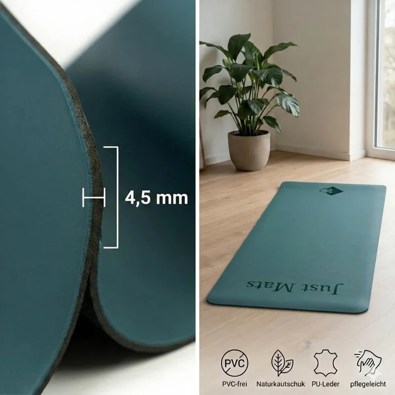 Yogamatte - PUREFLOW PRO | Naturkautschuk & PU-Leder | 4,5 mm