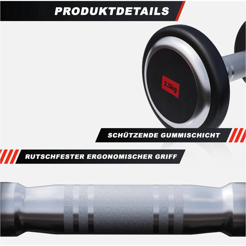 Kurzhantel Gummi PRO 2,5 - 50 kg