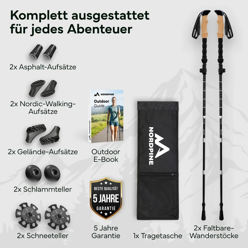 Faltbare Wanderstöcke aus Carbon / Aluminium