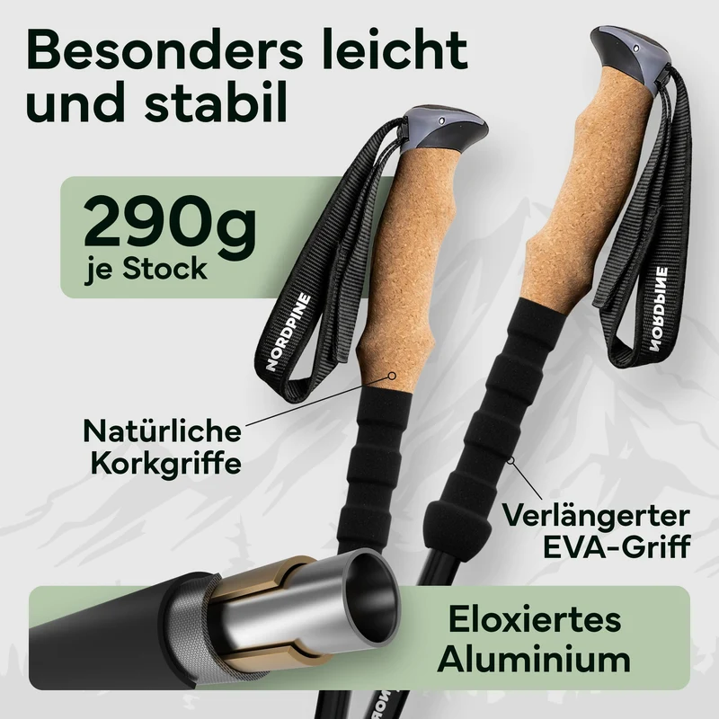 Teleskop Wanderstöcke aus Carbon / Aluminium – Aluminum 65-135cm | B-Ware