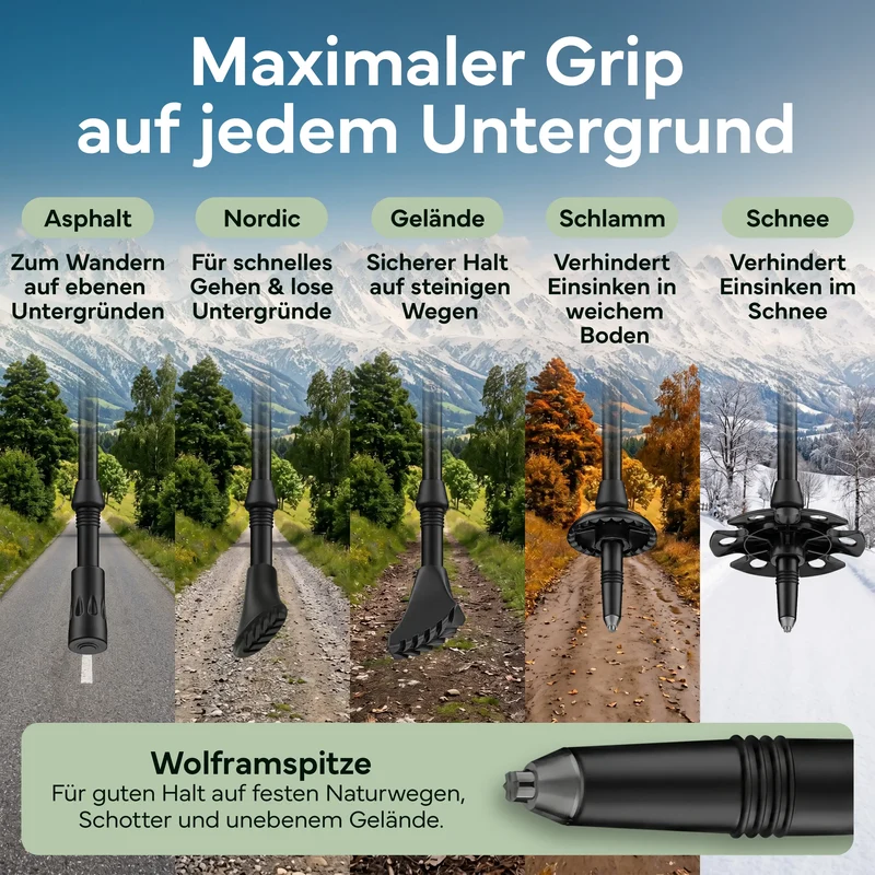 Teleskop Wanderstöcke aus Carbon / Aluminium – Aluminum 65-135cm | B-Ware