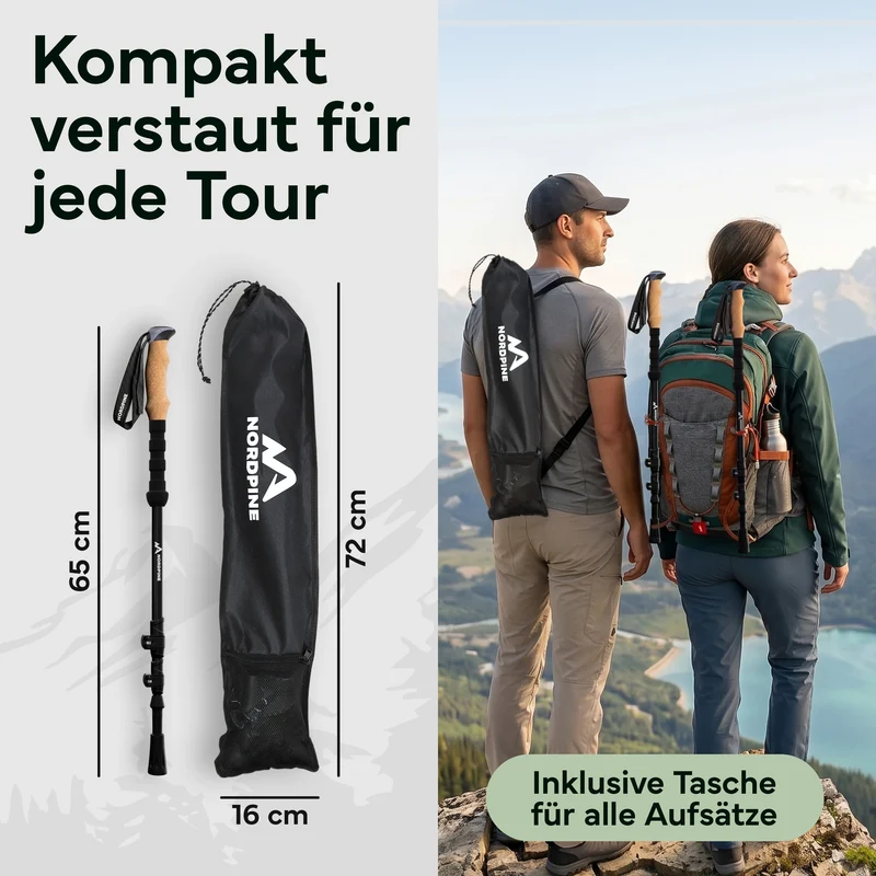 Teleskop Wanderstöcke aus Carbon / Aluminium – Aluminum 65-135cm | B-Ware