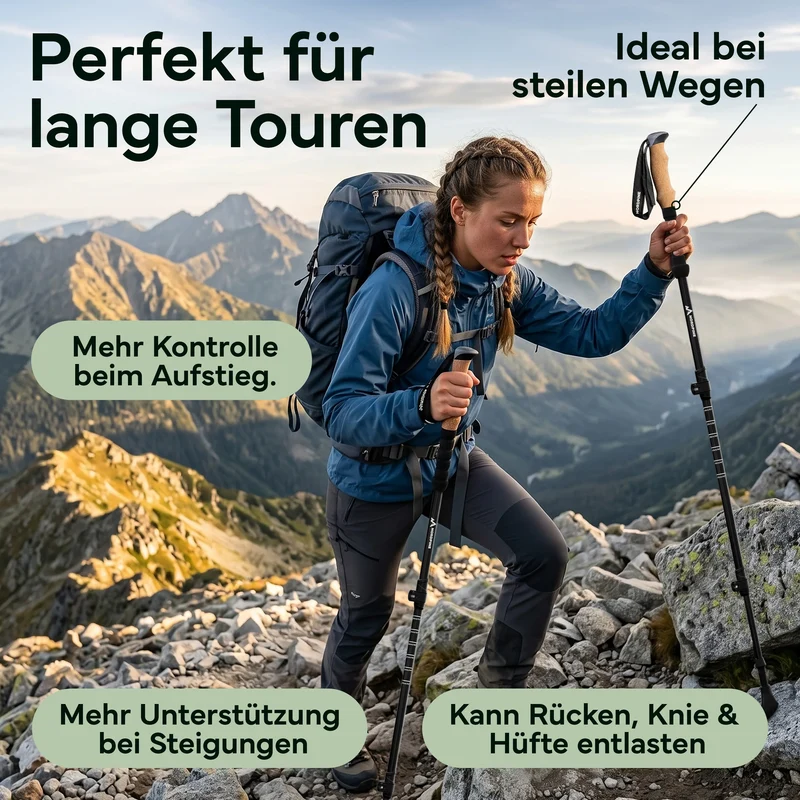 Teleskop Wanderstöcke aus Carbon / Aluminium – Aluminum 65-135cm | B-Ware