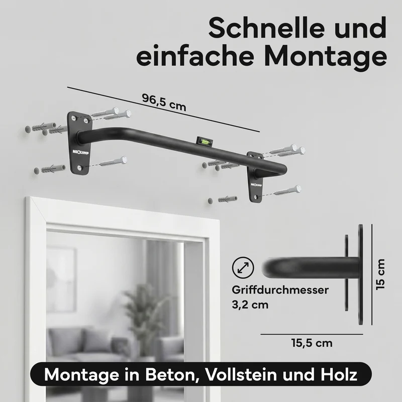 Klimmzugstange für Wandmontage, Pull Up Bar über der Tür