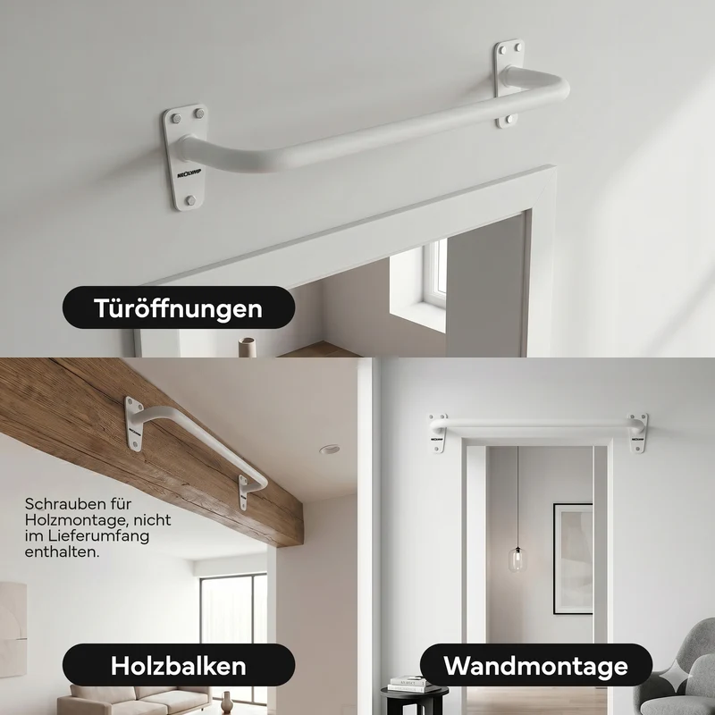 Klimmzugstange für Wandmontage, Pull Up Bar über der Tür – Weiß | B-Ware