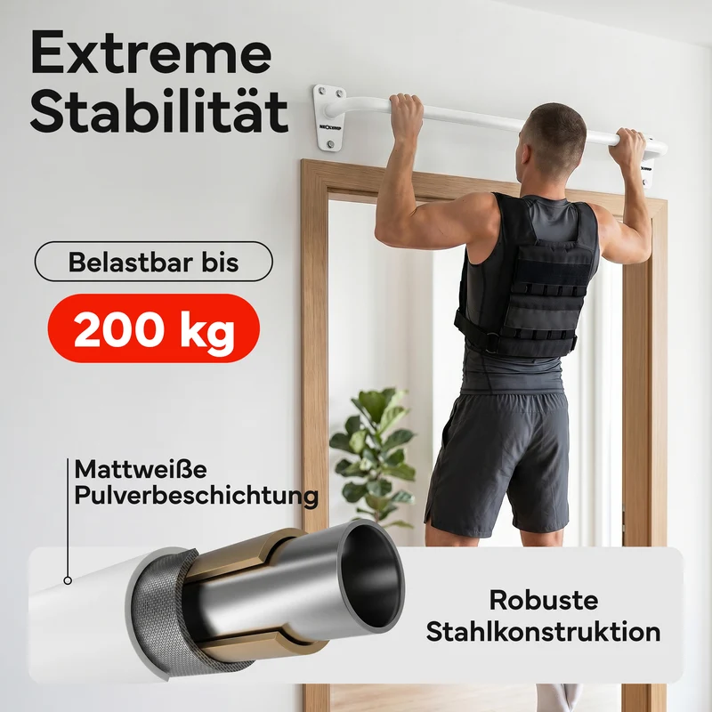 Klimmzugstange für Wandmontage, Pull Up Bar über der Tür – Weiß | B-Ware