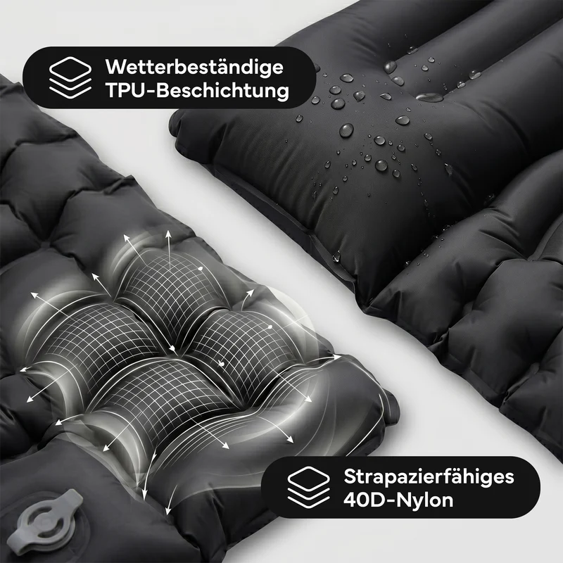 Isomatte Single - kombinierbar, integrierte Luftpumpe – Schwarz | B-Ware
