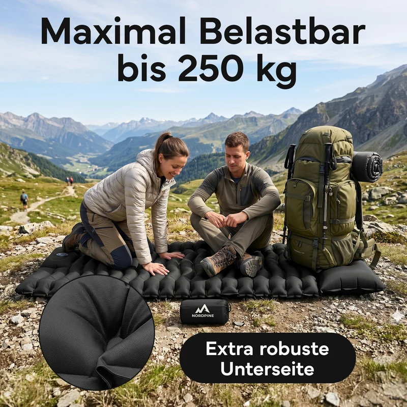 Isomatte Single - kombinierbar, integrierte Luftpumpe – Schwarz | B-Ware