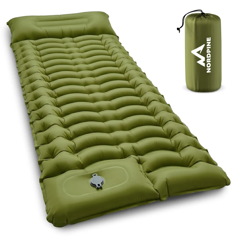 Isomatte Single - kombinierbar, integrierte Luftpumpe – Army Green | B-Ware