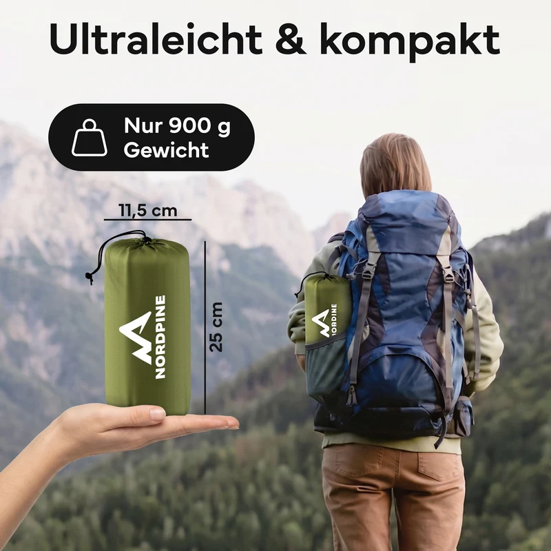 Isomatte Single - kombinierbar, integrierte Luftpumpe – Army Green | B-Ware
