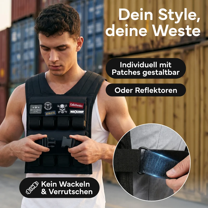 Verstellbare Gewichtsweste bis 20 kg, für Calisthenics