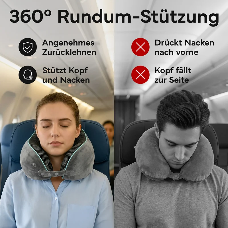 Reise-Nackenkissen - mit 360°-Kopfstütze und Memory Foam | B-Ware